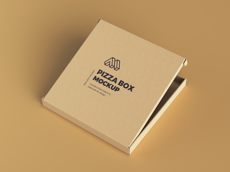 Half Opened Pizza Box Mockup
