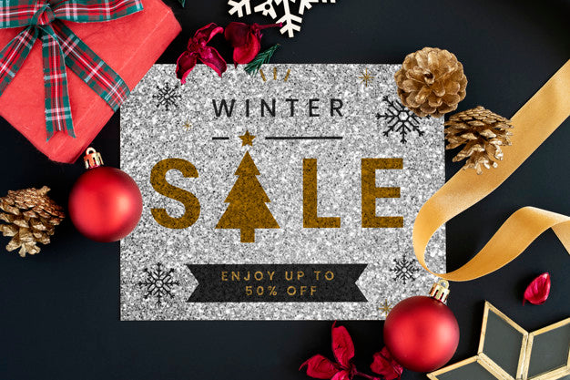 Half Price Winter Sale Sign Mockup Psd
