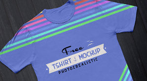 Half Sleeves White T-Shirt Mockup Psd