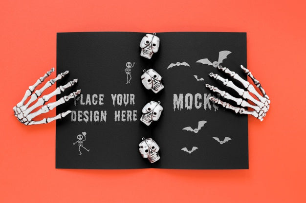 Halloween Arrangement With Skeleton Hands Psd