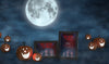 Halloween Arrangement With Smiley Pumpkins And Movie Posters Mock-Up Psd