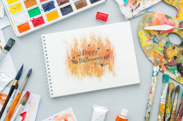 Halloween Artistic Draw On Notebook Psd