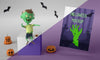 Halloween Card Mock-Up Next To Smiley Zombie Psd