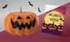 Halloween Card Mock-Up With Scary Pumpkin Psd