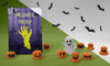 Halloween Card Mock-Up With Scary Pumpkins And Ghost Psd