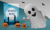 Halloween Card Mock-Up With Smiley Ghost Psd