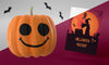 Halloween Card Mock-Up With Smiley Pumpkin Psd