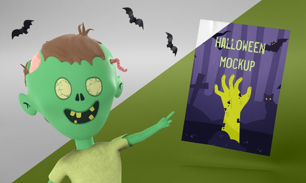 Halloween Card Mock-Up With Zombie Psd