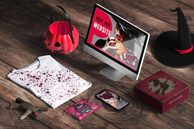 Halloween Concept On Wooden Desk Psd