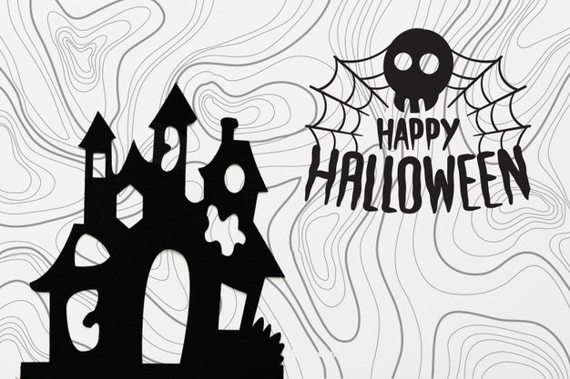 Halloween Concept With Castle Silhouette Psd