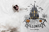 Halloween Concept With Skull And Haunted House Psd