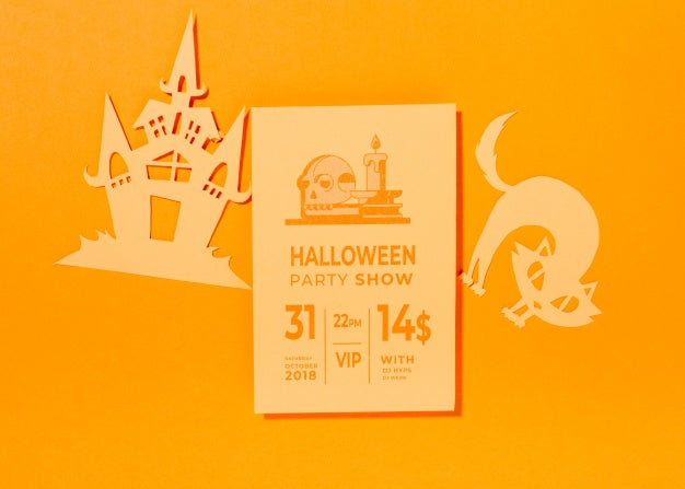 Halloween Cover Mockup On Orange Background Psd