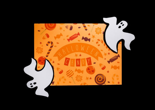 Halloween Cover Mockup With Ghosts Psd