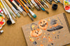 Halloween Draw On Notebook With Brushes Psd