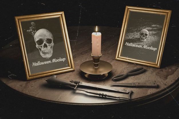 Halloween Gothic Frames With Torture Equipment Psd