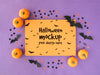 Halloween Mock-Up With Pumpkins And Bats Psd