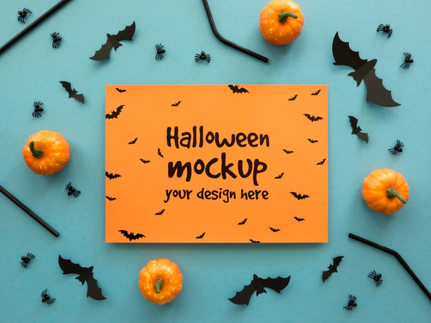 Halloween Mock-Up With Small Pumpkins Psd