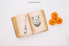 Halloween Mockup With Book And Pumpkins Psd
