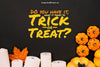 Halloween Mockup With Candles And Pumpkins Psd