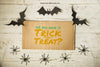 Halloween Mockup With Cardboard And Bats Psd