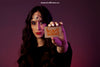 Halloween Mockup With Girl Holding Business Card Psd