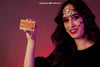 Halloween Mockup With Girl Showing Business Card Psd