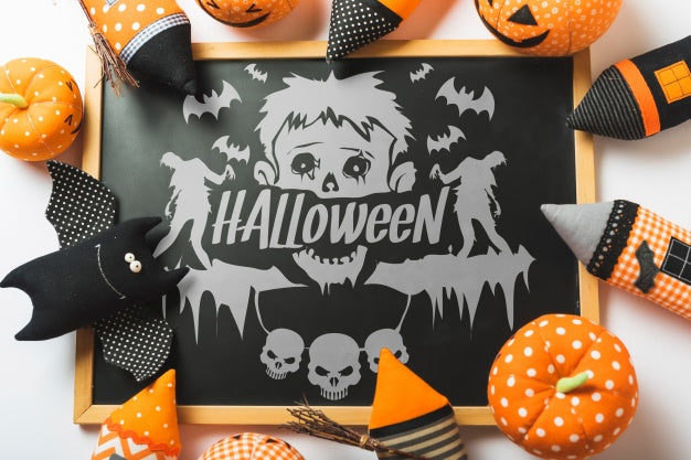 Halloween Mockup With Slate Concept Psd