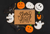 Halloween Mockup With Spiral Notebook Cover Psd