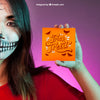 Halloween Mockup With With Girl Holding Card In Hand Psd