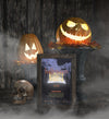 Halloween Nights Frame Mock-Up With Carved Pumpkin Psd