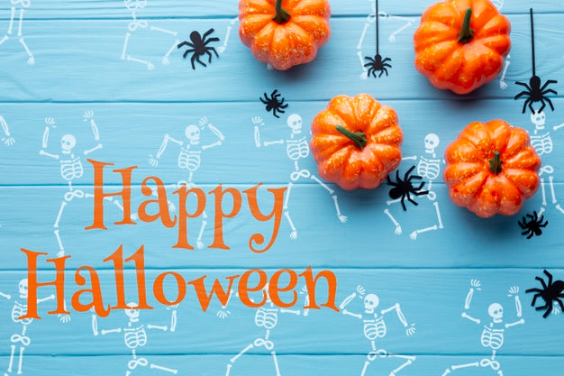 Halloween Pumpkins And Draw Skeleton Psd