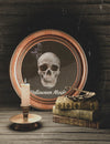 Halloween Round Frame With Skull And Pile Of Books Psd
