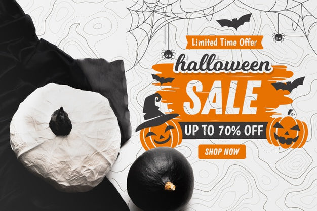 Halloween Sale Concept With Pumpkins Psd
