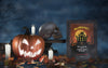 Halloween Season Arrangement With Skull And Horror Movie Poster Mock-Up Psd