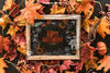 Halloween Slate Mockup On Leaves Psd