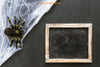 Halloween Slate Mockup With Cobweb And Spider Psd