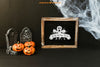 Halloween Slate Mockup With Pumpkins On Tombstones Psd