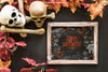 Halloween Slate Mockup With Skulls And Bones Psd