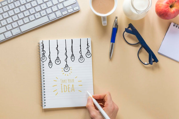 Hand Drawing On Notebook Mock-Up Psd