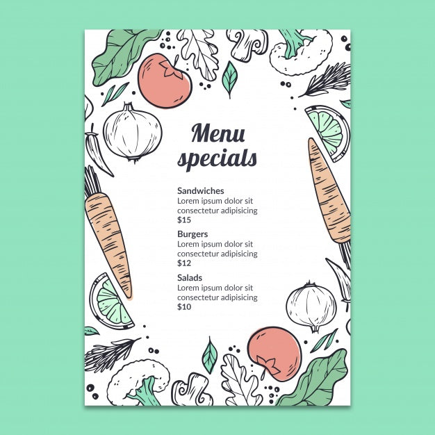 Hand Drawn Menu Mockup Psd