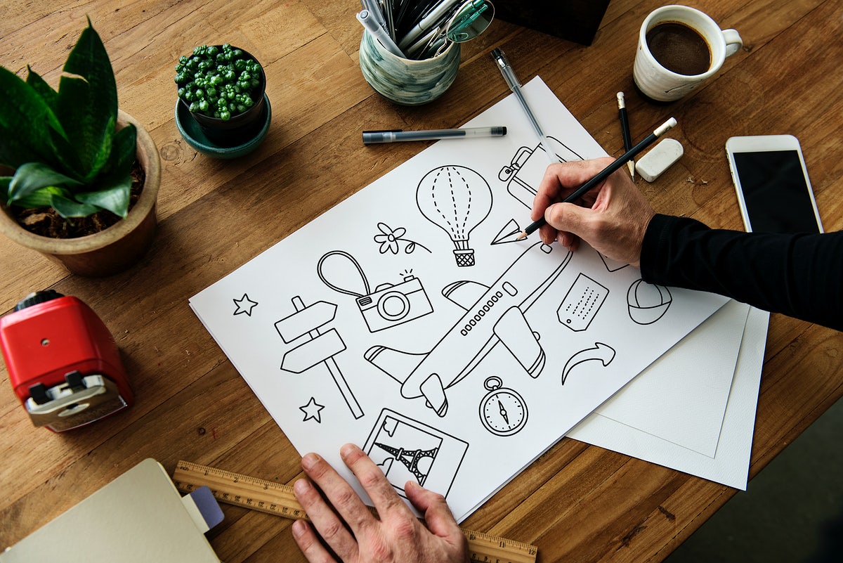 Hand Drawn Travel Element On Paper