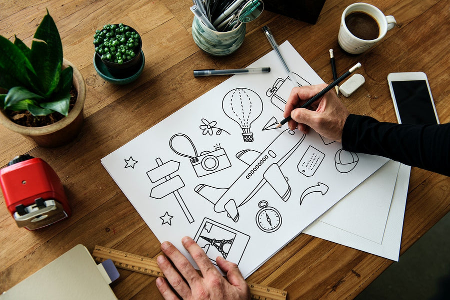 Hand Drawn Travel Element On Paper