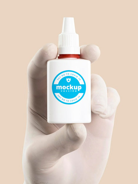 Hand Holding A Disinfectant Mock-Up Psd
