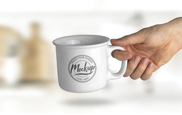 Hand Holding A Mug Mockup Psd