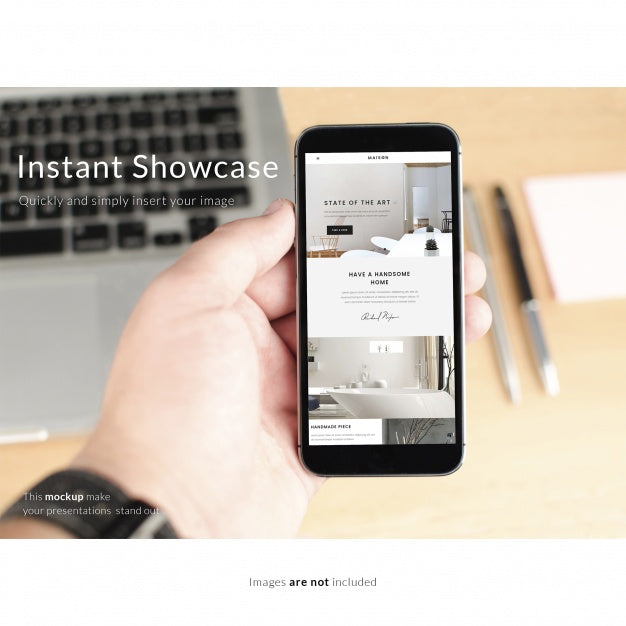 Hand Holding A Smartphone Mock Up Psd