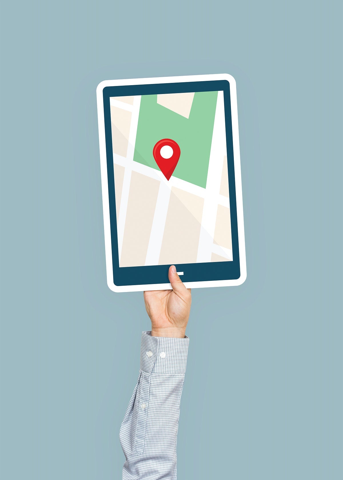 Hand Holding A Tablet With Gps