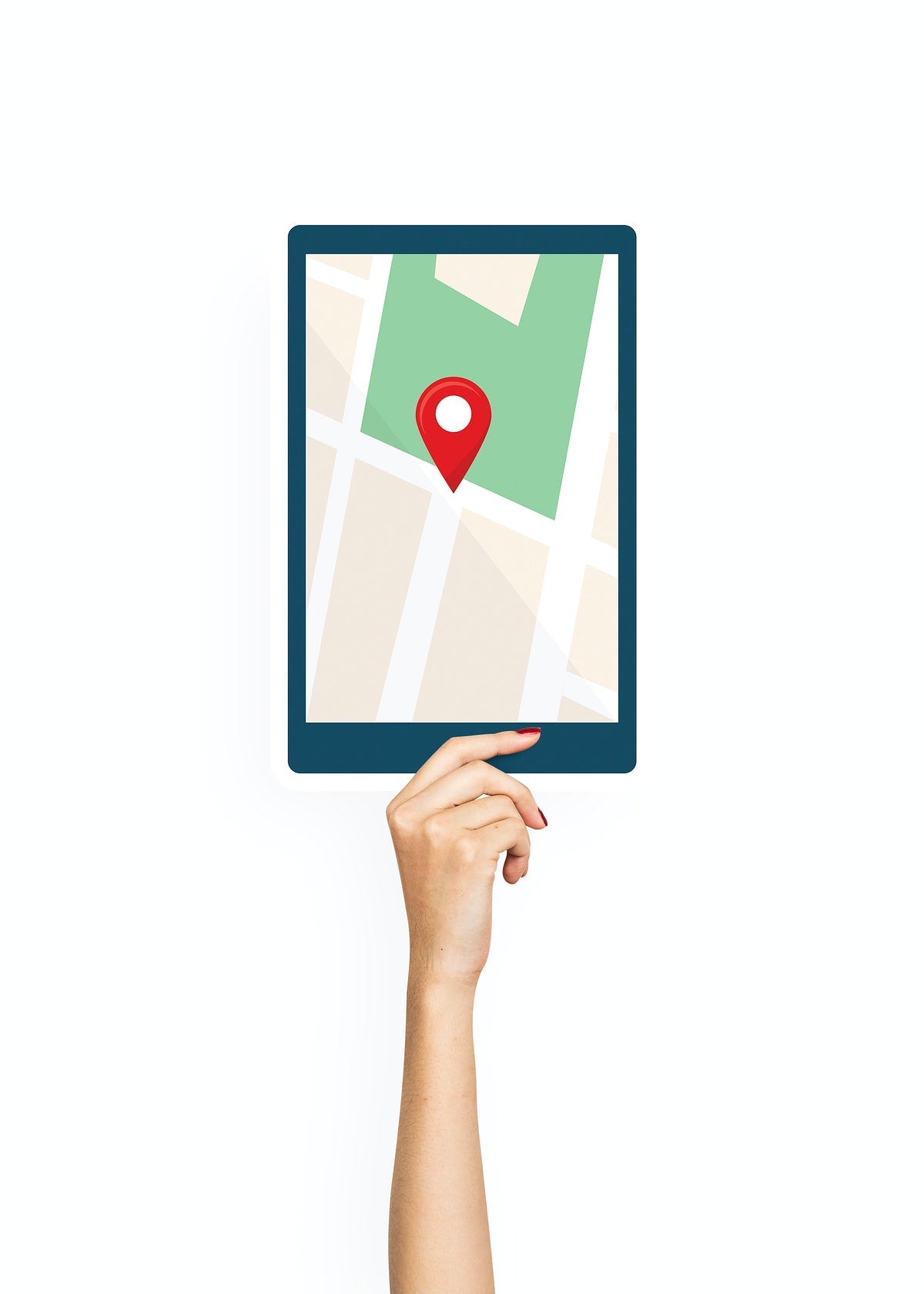 Hand Holding A Tablet With Gps