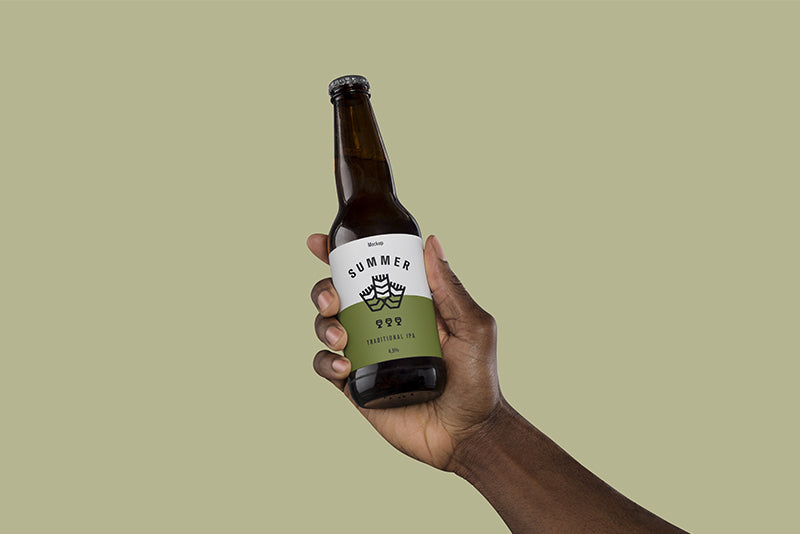 Hand Holding Beer Mockup