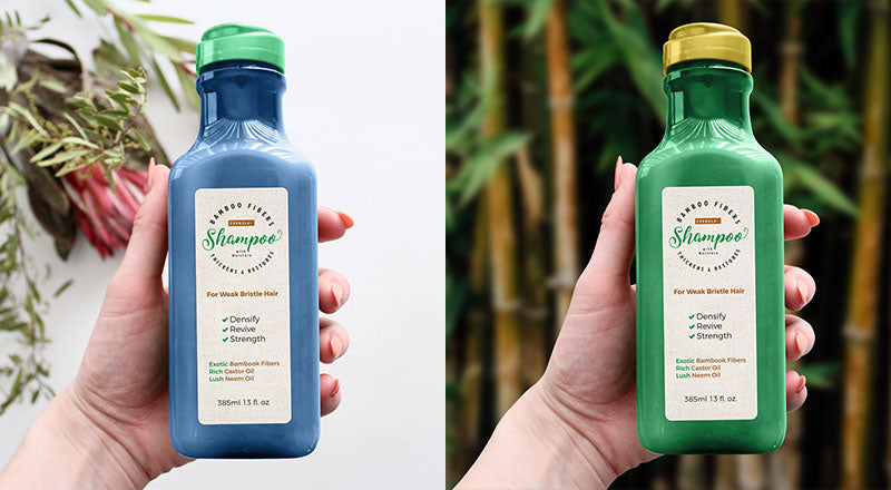 Hand Holding Organic Shampoo Bottle Mockup Psd