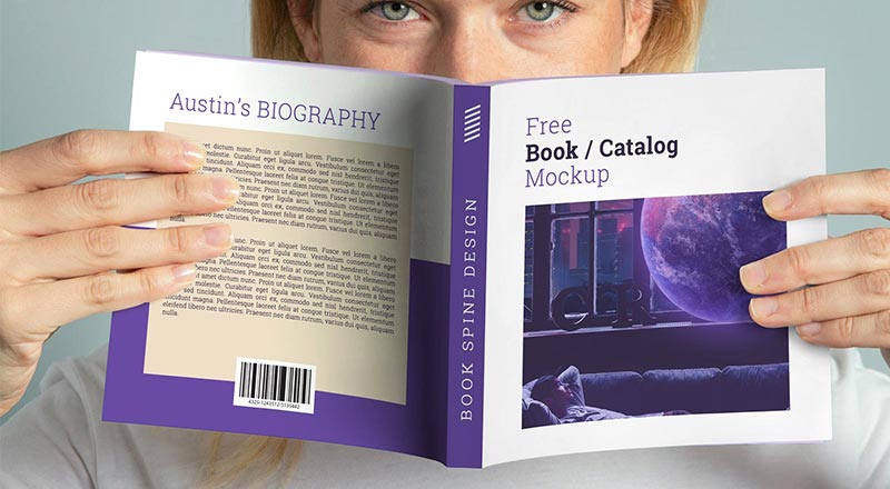 Hand Holding Paperback Square Book Mockup Psd